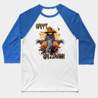Spooky Scarecrow Happy Halloween Baseball T-Shirt